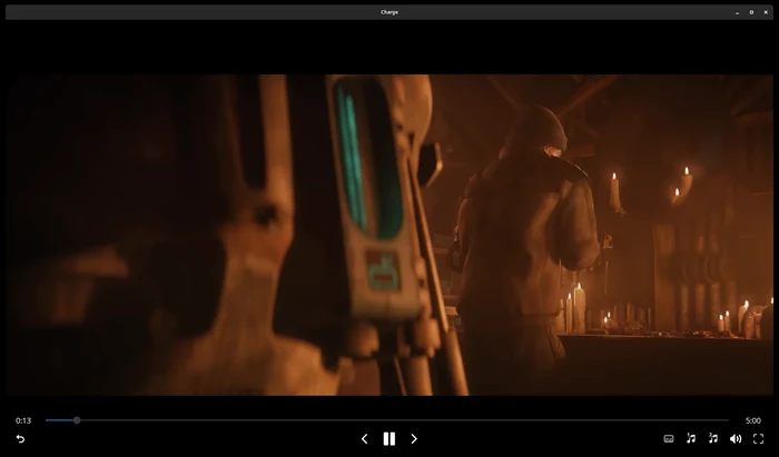 A video playing, with the controls along the bottom.